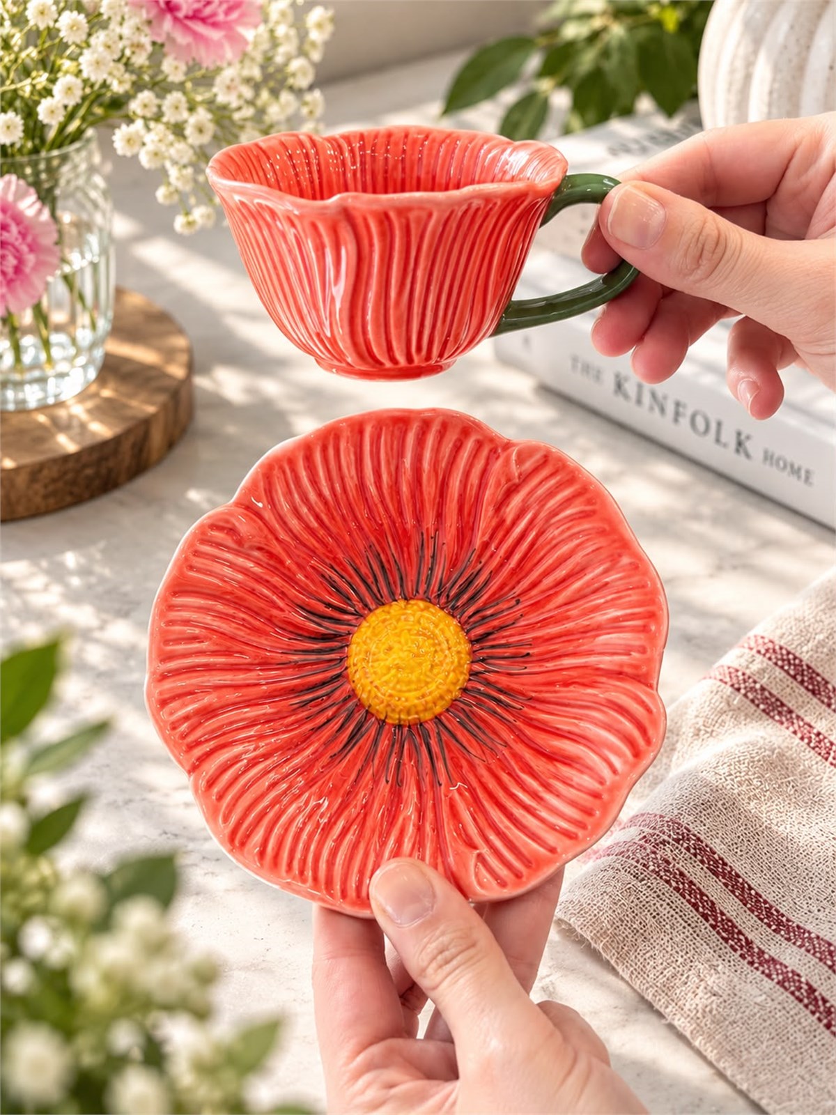 2 Kişilik Petal Orange Kahve Fincanı Seti
