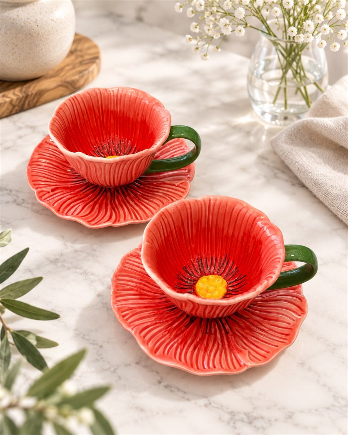 2 Kişilik Petal Orange Kahve Fincanı Seti