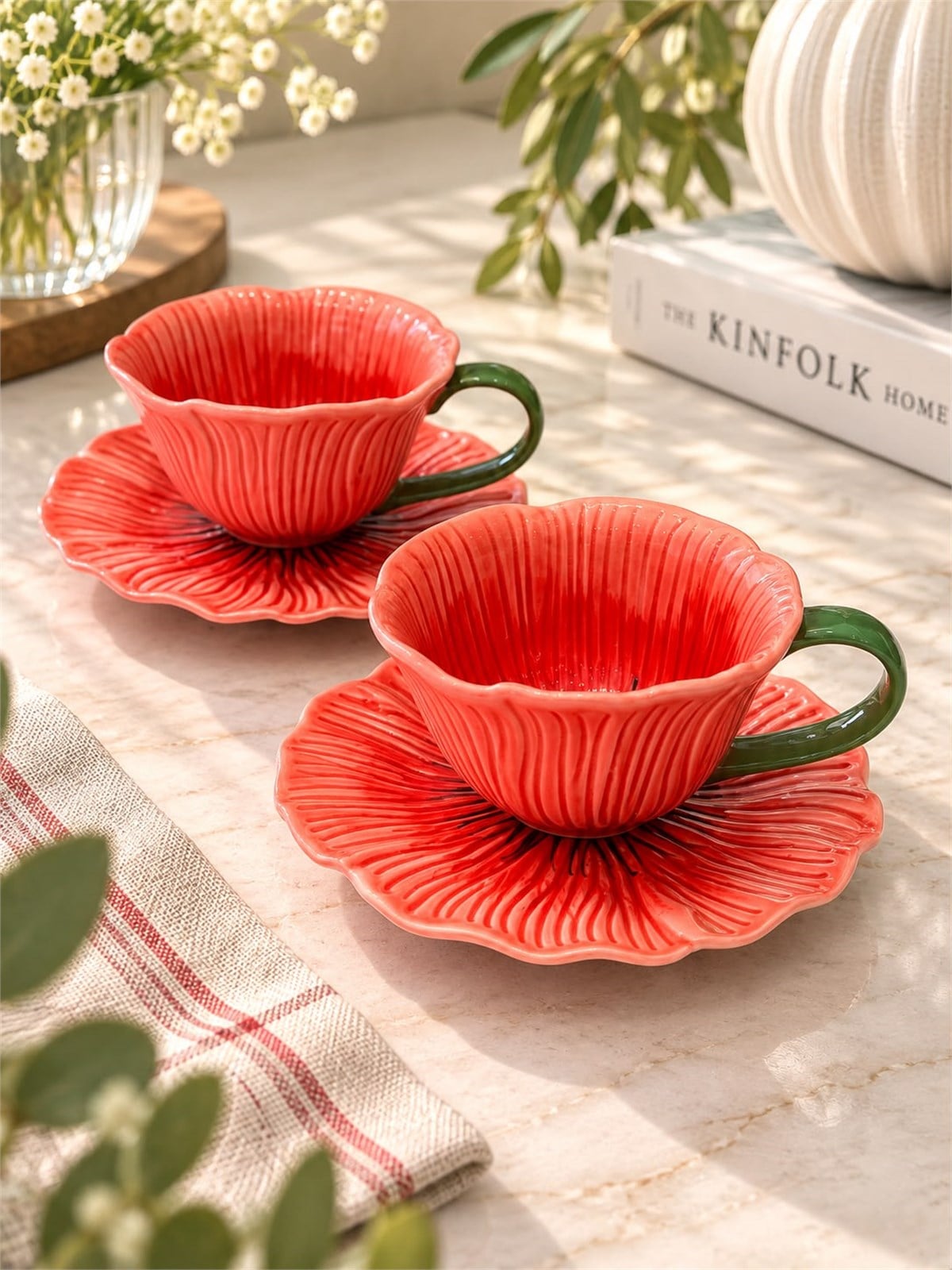 2 Kişilik Petal Orange Kahve Fincanı Seti