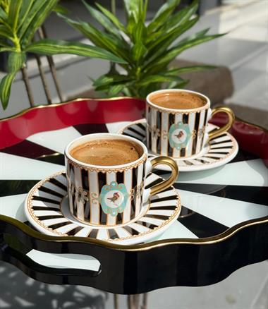 2 Kişilik Piano Black Double Kahve Fincanı