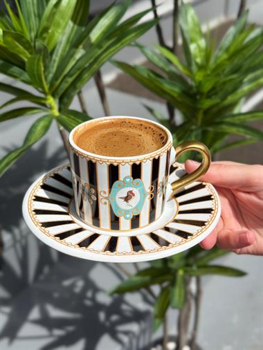 2 Kişilik Piano Black Double Kahve Fincanı