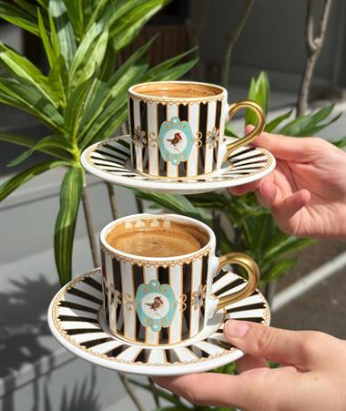2 Kişilik Piano Black Double Kahve Fincanı