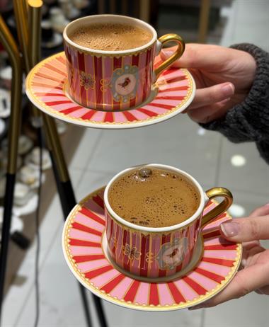 2 Kişilik Pink Bird Double Kahve Fincanı