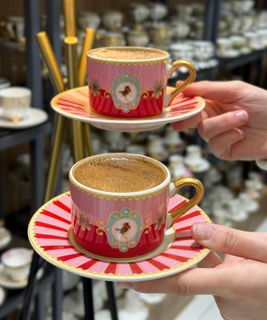 2 Kişilik Pink Bird Soho Double Kahve Fincanı