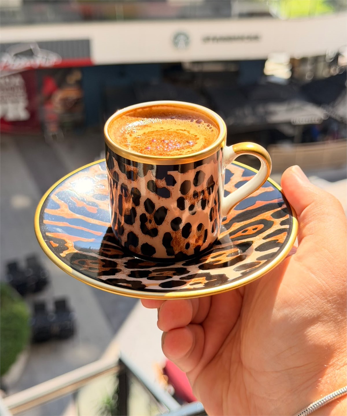 2 Kişilik Porselen Leopard Kahve Fincanı Takımı