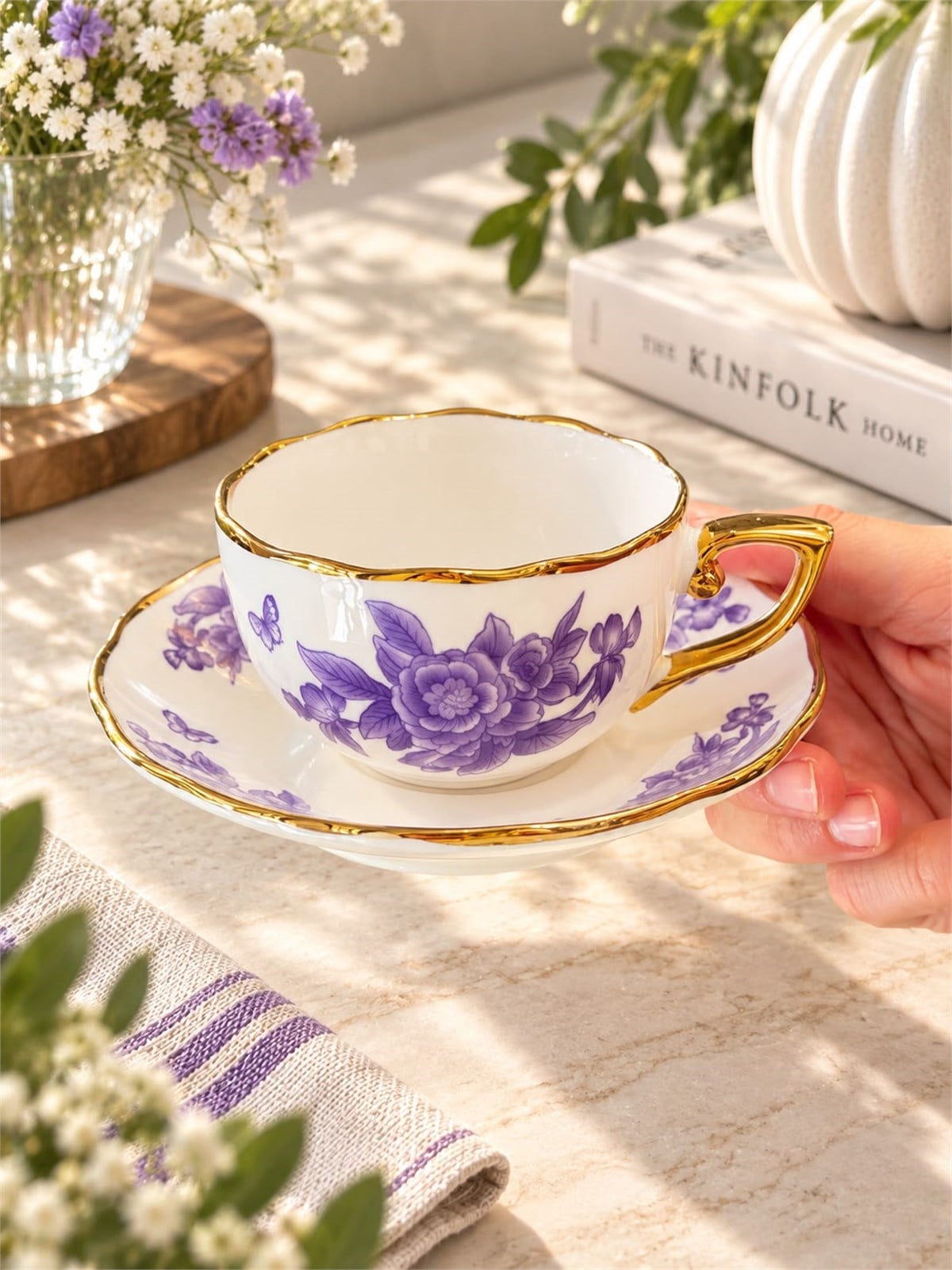 2 Kişilik Spring Purple Kahve Fincanı Seti