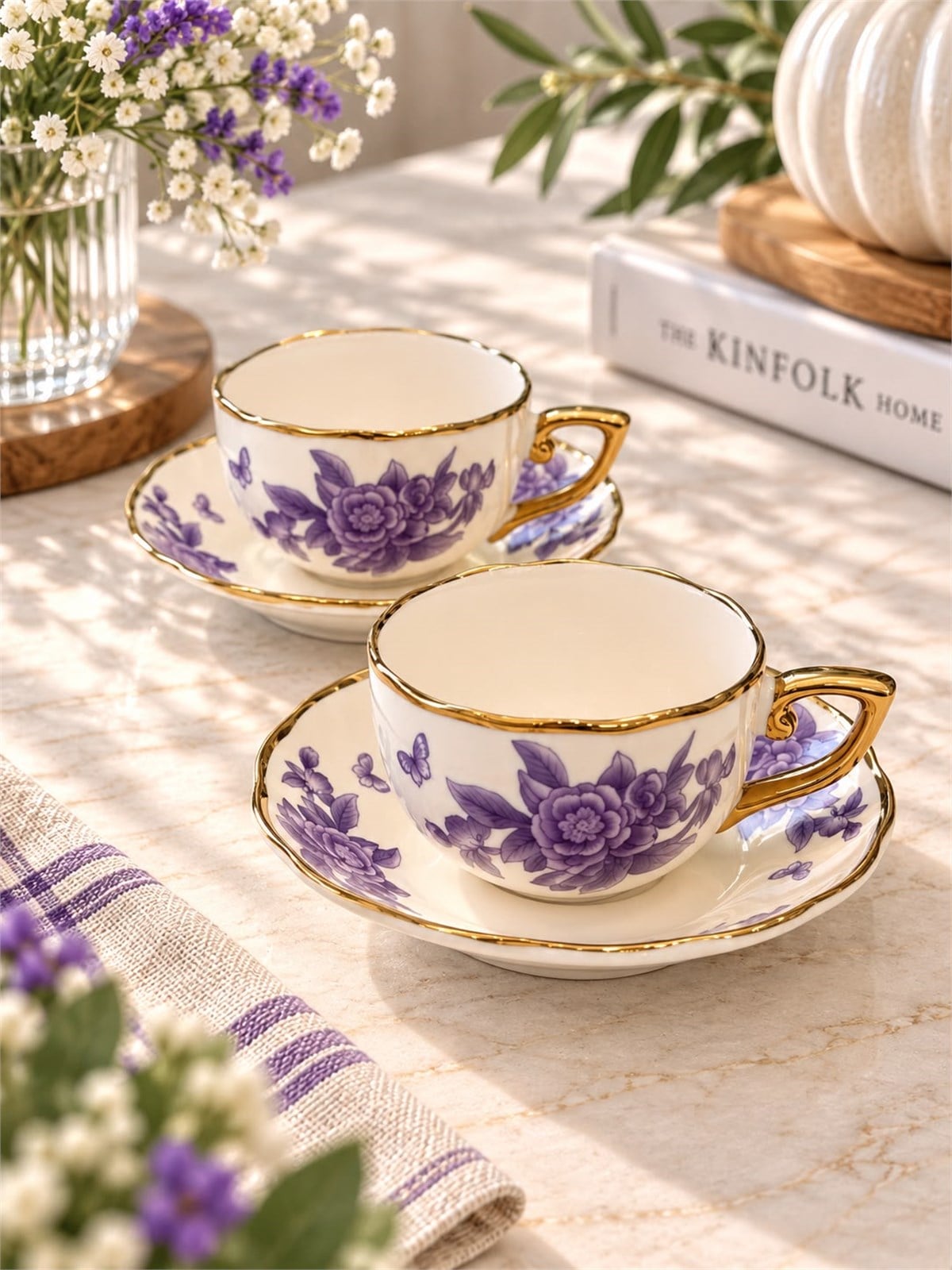 2 Kişilik Spring Purple Kahve Fincanı Seti