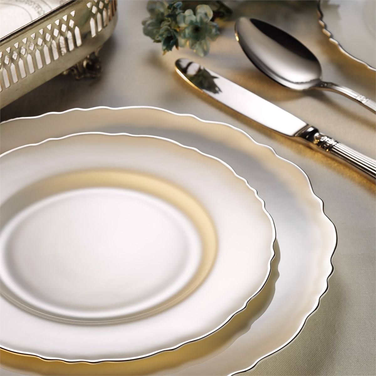 24 Parça 6 Kişilik Porselen Yemek Takımı Elegant Gümüş