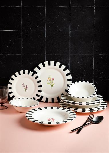 24 Parça 6 Kişilik Porselen Yemek takımı  Piano Flora Tifany