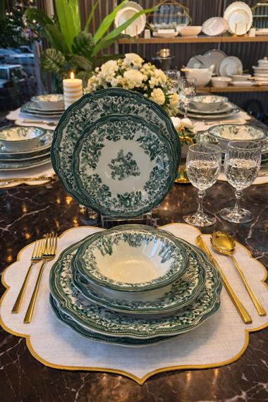 24 Parça 6 Kişilik Porselen Yemek takımı Velour Green