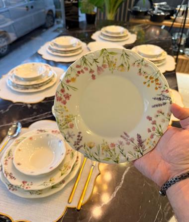 24 Parça 6 Kişilik Porselen Yemek takımı Lavender Bloom Tifany  