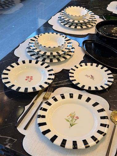 24 Parça 6 Kişilik Porselen Yemek takımı  Piano Flora Tifany