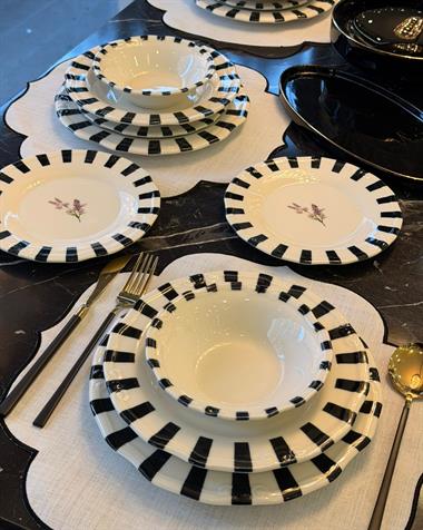 24 Parça 6 Kişilik Porselen Yemek takımı  Piano Flora Tifany