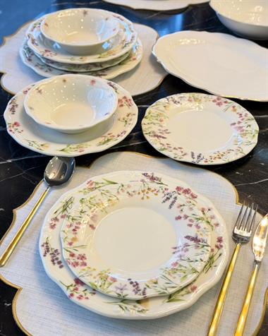 24 Parça 6 Kişilik Porselen Yemek takımı Lavender Bloom Tifany  