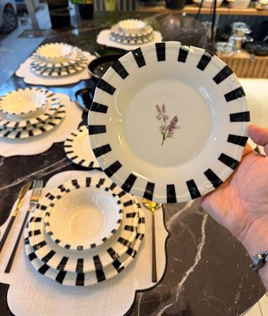 24 Parça 6 Kişilik Porselen Yemek takımı  Piano Flora Tifany