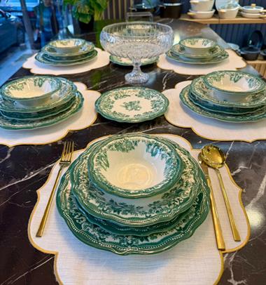 24 Parça 6 Kişilik Porselen Yemek takımı Velour Green