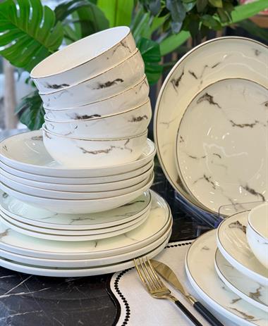 24 Parça 6 Kişilik Porselen Yemek Takımı Marble
