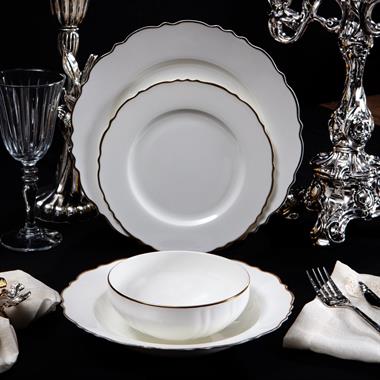 24 Parça 6 Kişilik Porselen Yemek Takımı Elegant Gold