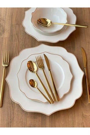 24 Parça Adler Porselen Yemek Takımı Gold
