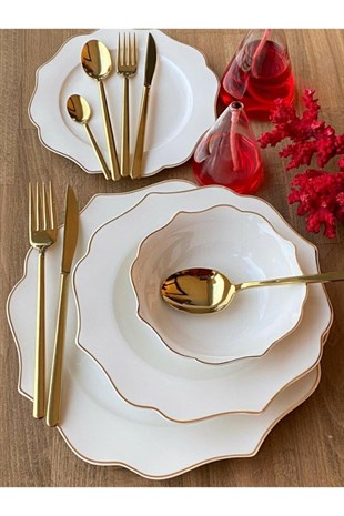 24 Parça Adler Porselen Yemek Takımı Gold
