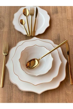24 Parça Adler Porselen Yemek Takımı Gold
