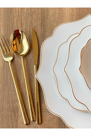 24 Parça Adler Porselen Yemek Takımı Gold