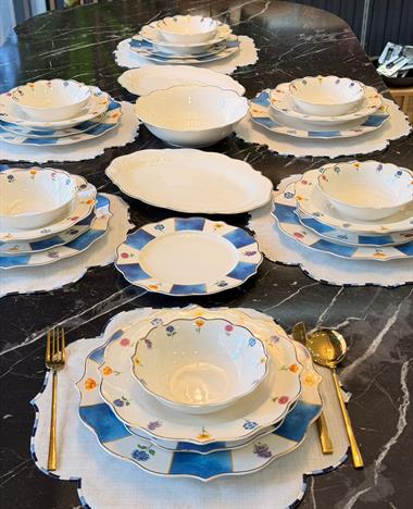 24 Parça Lavinya Blue Porselen Yemek Takımı 