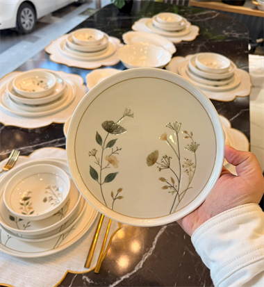 24 Parça Lotus Arte Porselen Yemek Takımı 