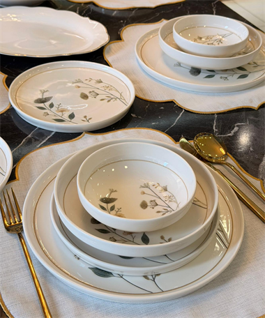 24 Parça Lotus Arte Porselen Yemek Takımı 