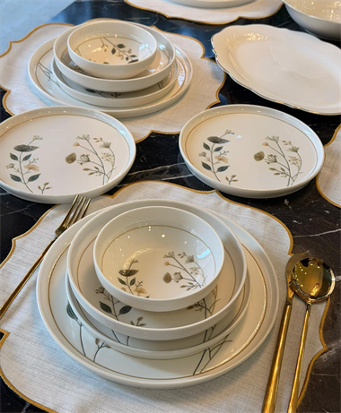 24 Parça Lotus Arte Porselen Yemek Takımı 