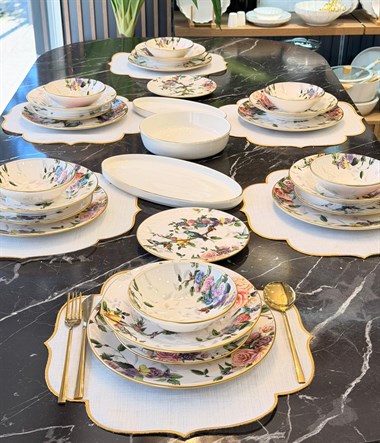 24 Parça Modern Flore Bird Yemek Takımı