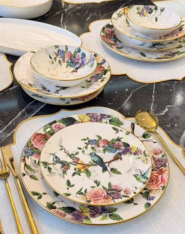 24 Parça Modern Flore Bird Yemek Takımı