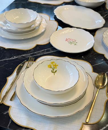 24 Parça Porselen Hand Made Yemek Takımı