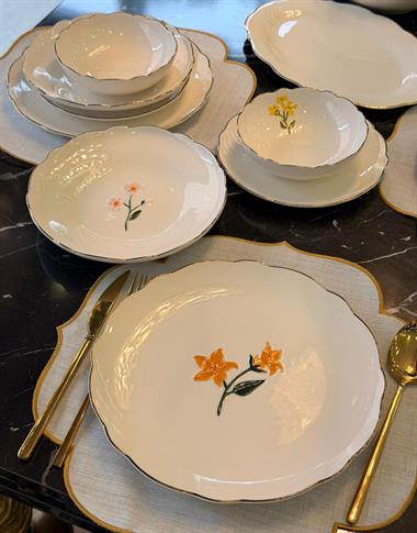 24 Parça Porselen Hand Made Yemek Takımı