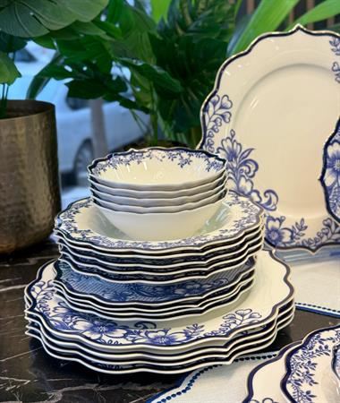 24 Parça 6 Kişilik Porselen Terra Blue Porselen Yemek Takımı