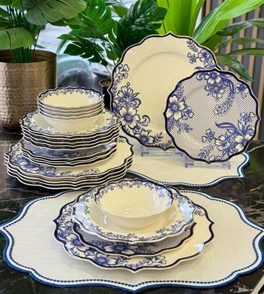 24 Parça 6 Kişilik Porselen Terra Blue Porselen Yemek Takımı