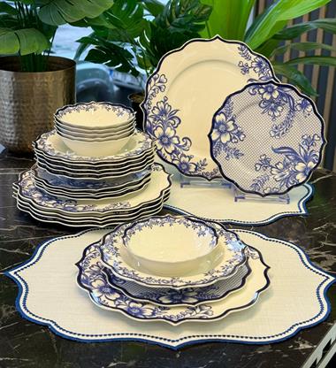 24 Parça 6 Kişilik Porselen Terra Blue Porselen Yemek Takımı