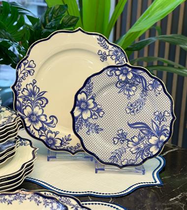 24 Parça 6 Kişilik Porselen Terra Blue Porselen Yemek Takımı