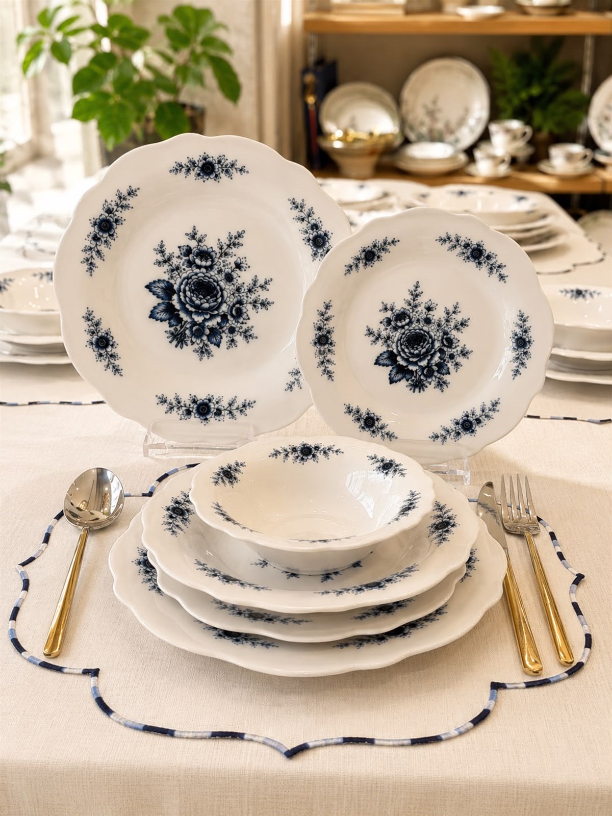 24 Parça 6 Kişilik Porselen Yemek Takımı Belmonte Blue Mira