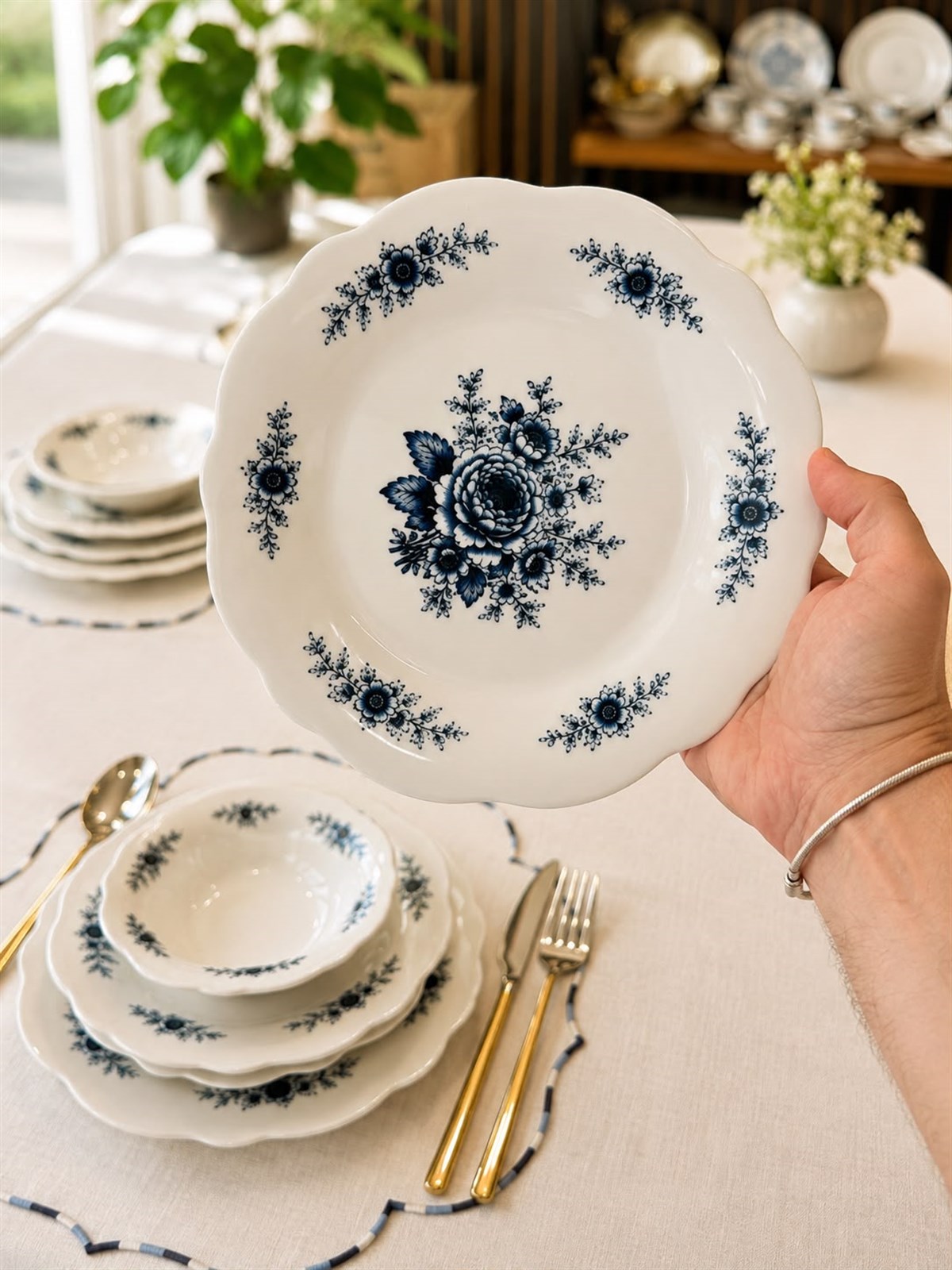 24 Parça 6 Kişilik Porselen Yemek Takımı Belmonte Blue Mira