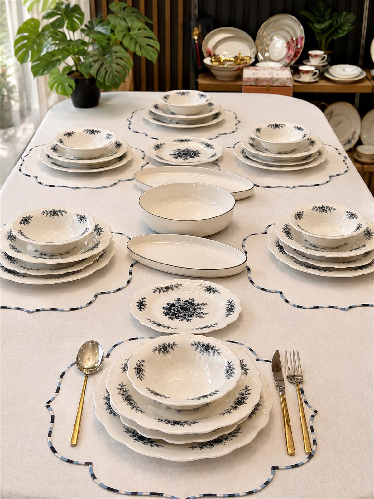 24 Parça 6 Kişilik Porselen Yemek Takımı Belmonte Blue Mira