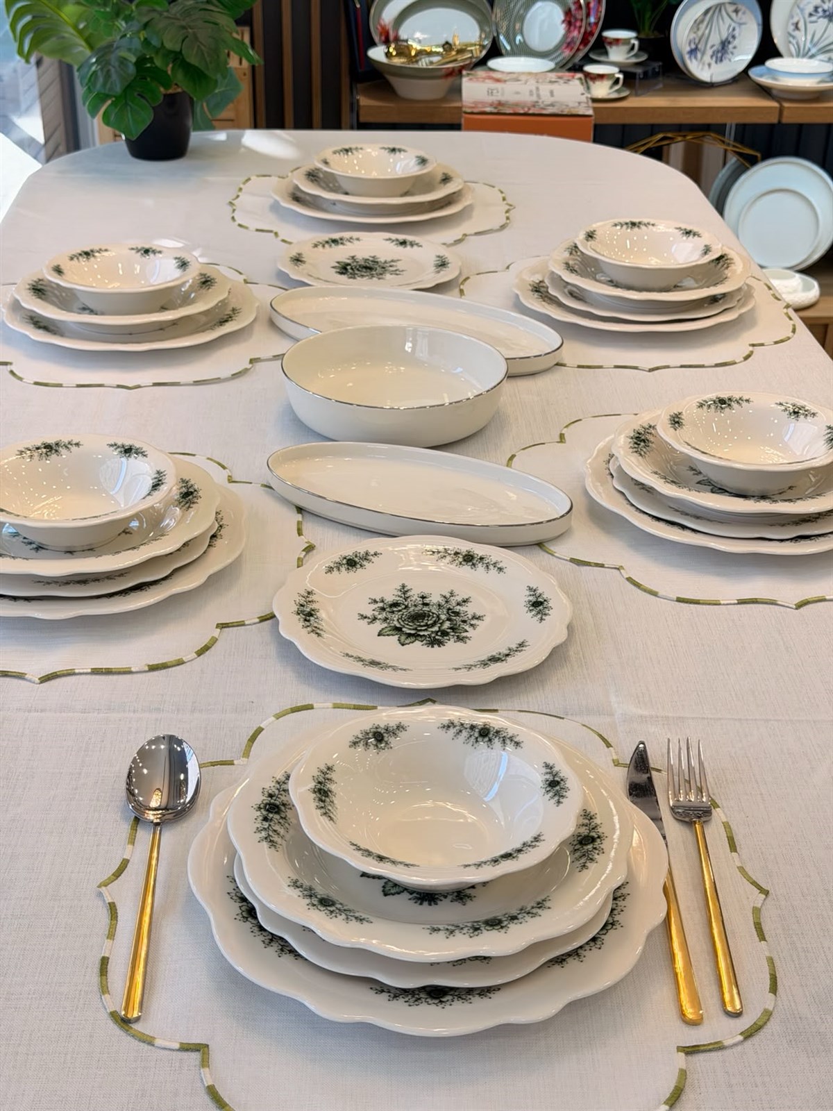 24 Parça 6 Kişilik Porselen Yemek Takımı Belmonte Green Mira