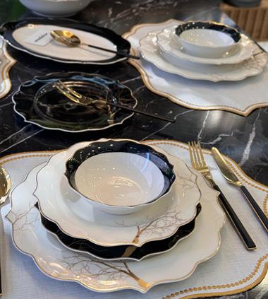 24 Parça Porselen Yemek Takımı Black Tree