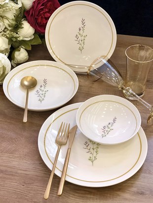 24 Parça Porselen Yemek Takımı Lavander Renkli