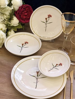 24 Parça Porselen Yemek Takımı Lavander Renkli