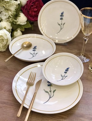 24 Parça Porselen Yemek Takımı Lavander Renkli