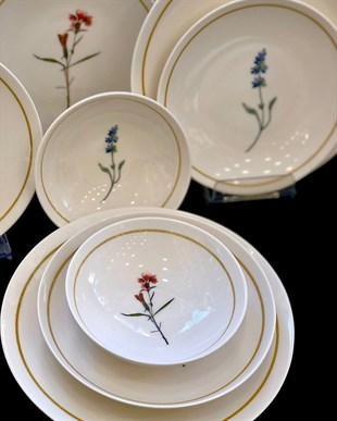 24 Parça Porselen Yemek Takımı Lavander Renkli