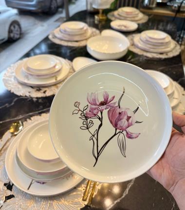 24 Parça Premium Purple Rose Porselen Yemek Takımı