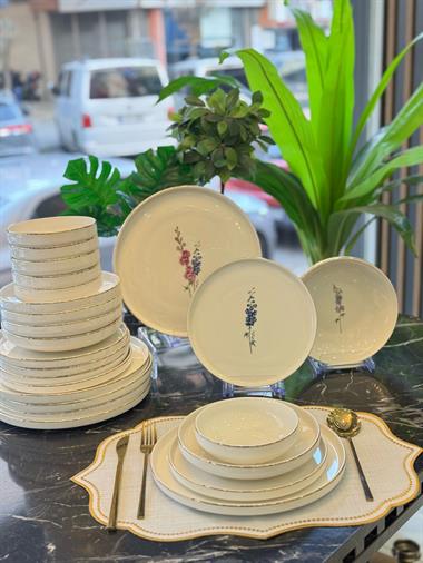 24 Parça Sufi Porselen Yemek Takımı Lavanta