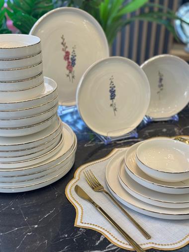 24 Parça Sufi Porselen Yemek Takımı Lavanta